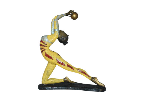 Ballet Dancer with a Ball Bronze Statue -  Size: 12"L x 6"W x 14"H.