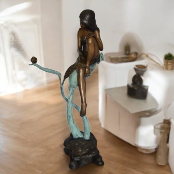 Beautiful Young Girl Sitting on a Tree Bronze Statue -  35"L x 50"W x 55"H. - Image 3
