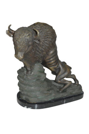 Bison Bronze Statue -  Size: 7"L x 14"W x 15"H.