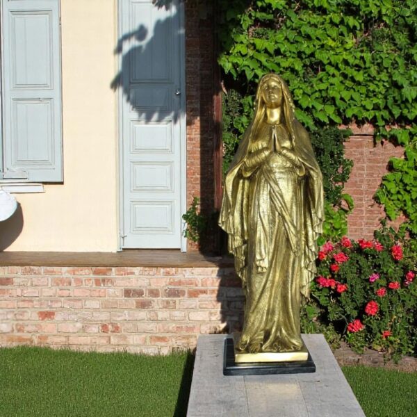 Blessed Virgin Mary Bronze Statue -  Size: 10"L x 8"W x 33"H. - Image 3