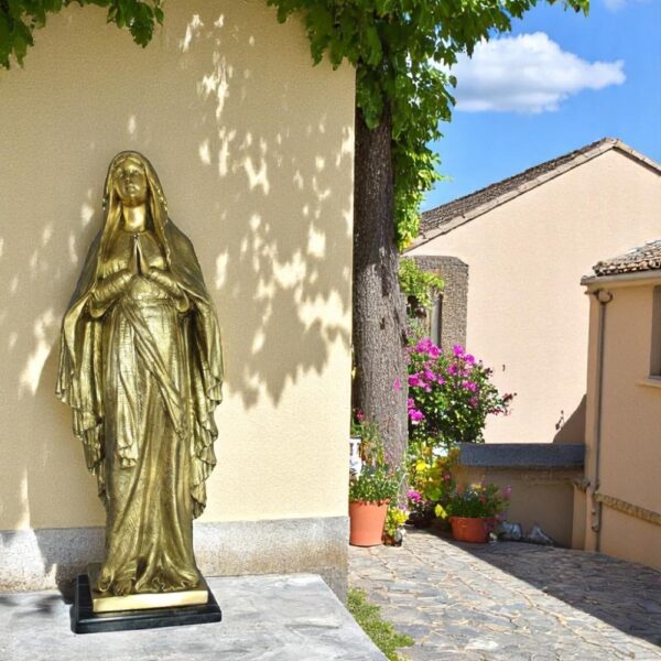 Blessed Virgin Mary Bronze Statue -  Size: 10"L x 8"W x 33"H. - Image 2
