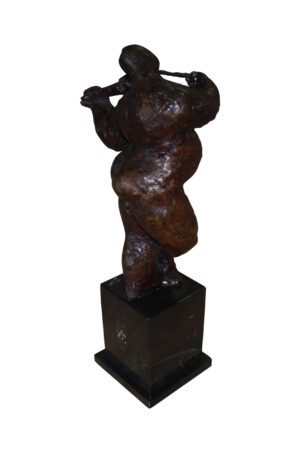 Botero style lady plays violin - Bronze Statue -  Size: 9"L x 6"W x 21.5"H.