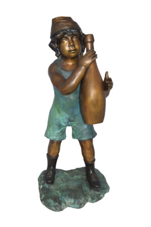 Boy holding a bottle water fountain -  Size: 17"L x 14"W x 38"H.