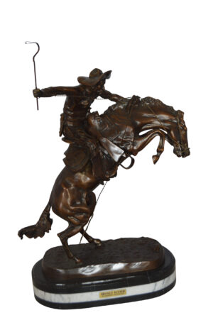 Bronco Buster by Remington Bronze Statue on a triple marble -  21"x 10"x 26"H. 