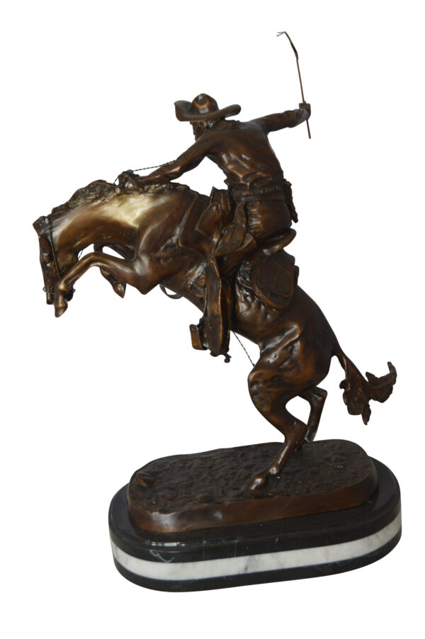 Bronco Buster by Remington Bronze Statue on a triple marble -  21"x 10"x 26"H.