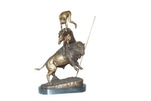 Buffalo Horse by Remington Bronze Statue -  Size: 14"L x 6"W x 20"H.