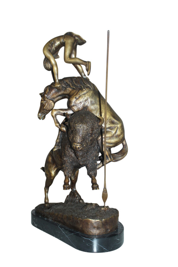 Buffalo Horse by Remington Bronze Statue -  Size: 14"L x 6"W x 20"H.