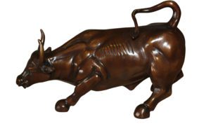 Wall street bull small - Bronze Statue -  Size: 12"L x 6"W x 7.5"H.