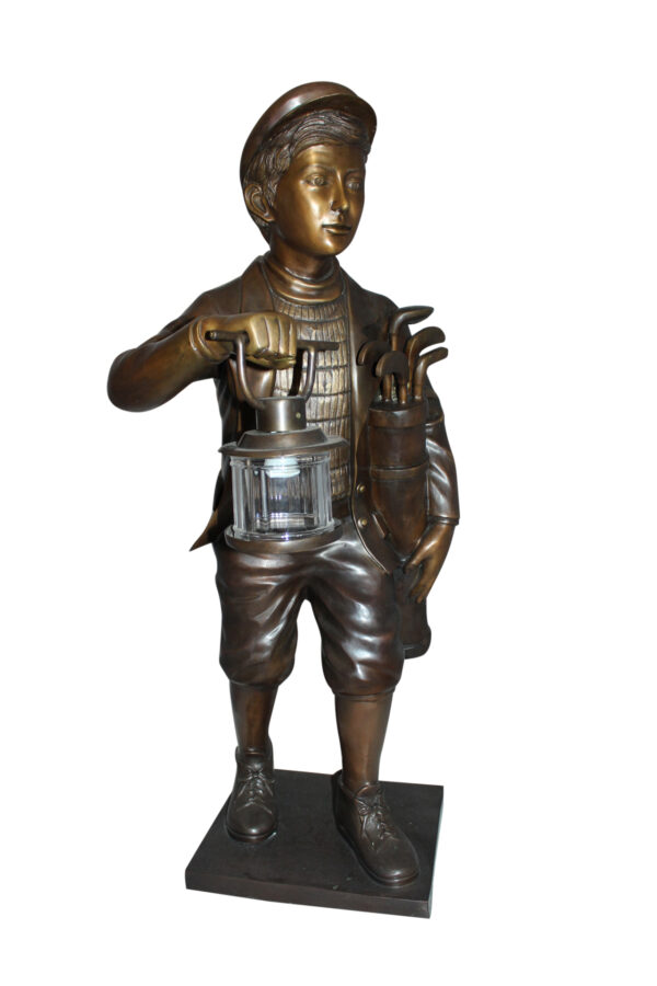 Caddy with light Bronze Statue -  Size: 19"L x 19"W x 42"H.