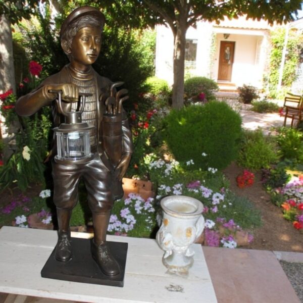 Caddy with light Bronze Statue -  Size: 19"L x 19"W x 42"H. - Image 3