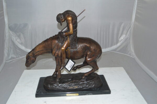 End of the Trail by James Fraser Bronze Statue -  Size: 9"L x 21"W x 21"H.