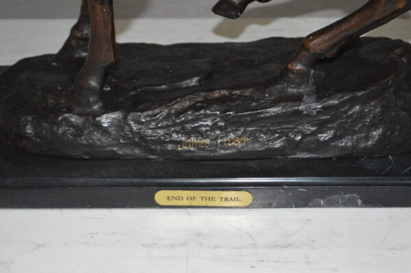 End of the Trail by James Fraser Bronze Statue -  Size: 9"L x 21"W x 21"H.