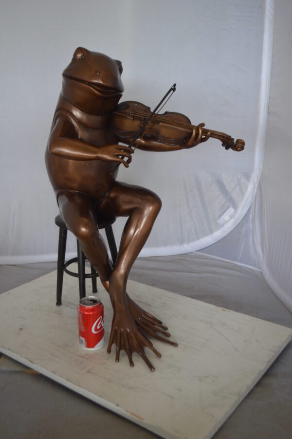 Frog plays violin Bronze Statue -  Size: 29"L x 18"W x 29"H.