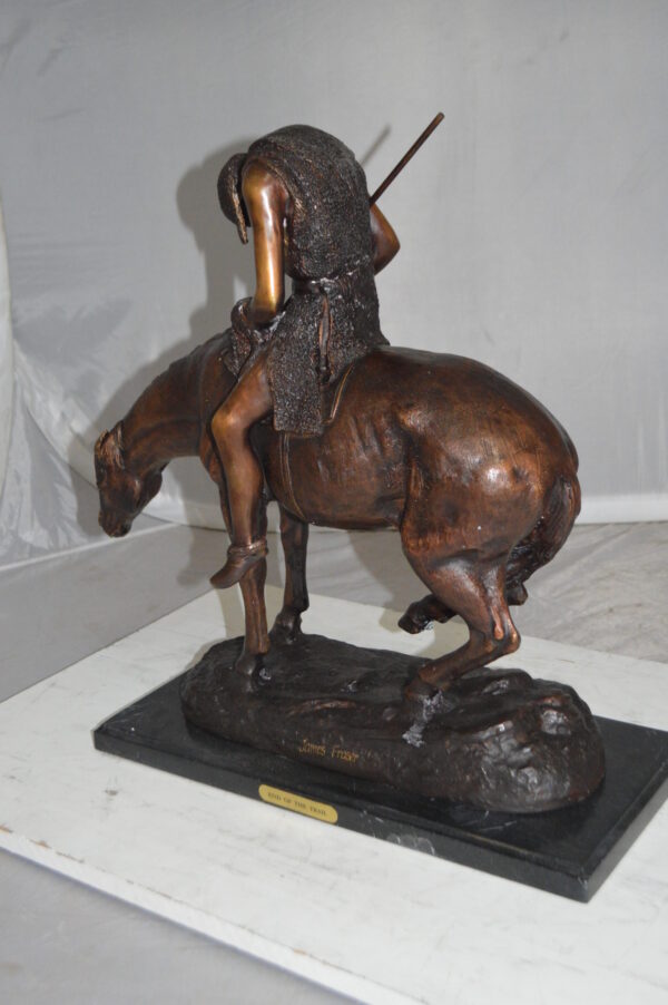 End of the Trail by James Fraser Bronze Statue -  Size: 9"L x 21"W x 21"H.