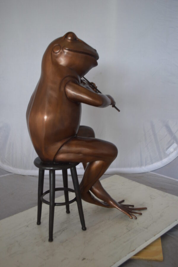 Frog plays violin Bronze Statue -  Size: 29"L x 18"W x 29"H.