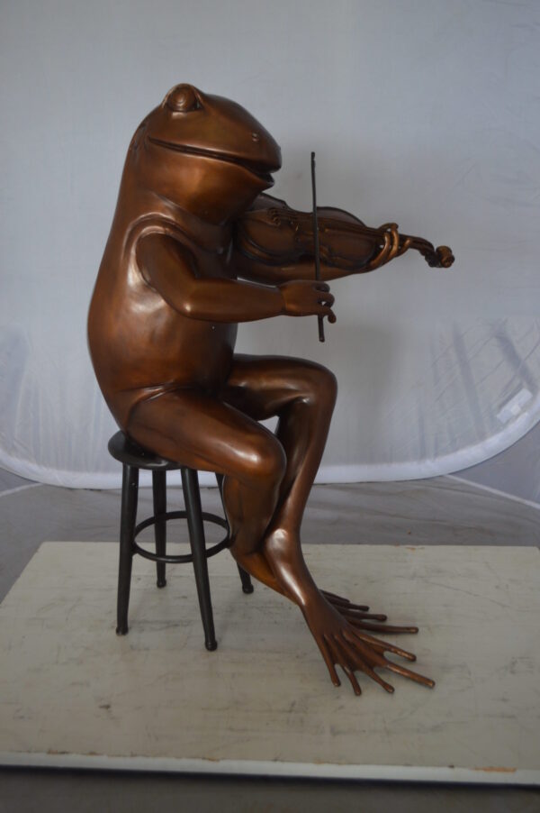 Frog plays violin Bronze Statue -  Size: 29"L x 18"W x 29"H.