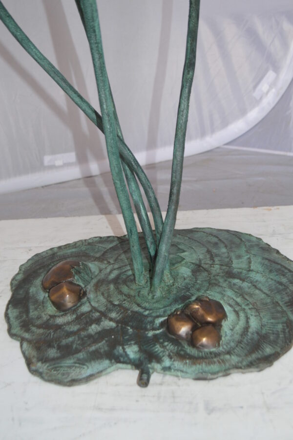 Frog on Lotus Bronze fountain Statue -  Size: 22"L x 20"W x 44"H.