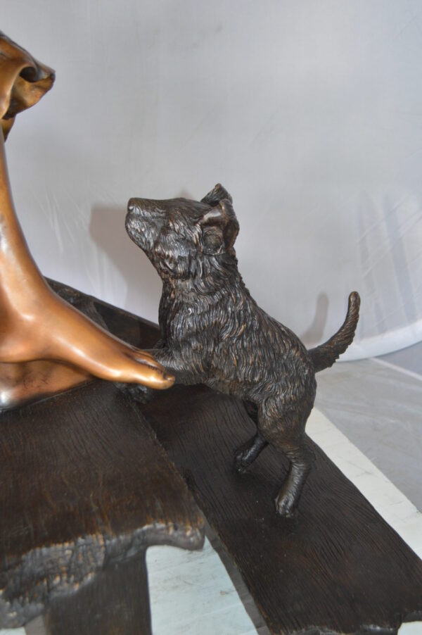 Girl Reading Letters on the Stairs Bronze Statue -  Size: 32"L x 22"W x 40"H.