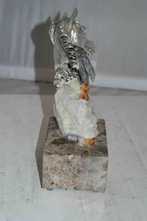 Horse on Crystal Stone mounted on Marble by Vidal -  Size: 4"L x 9"W x 10"H.