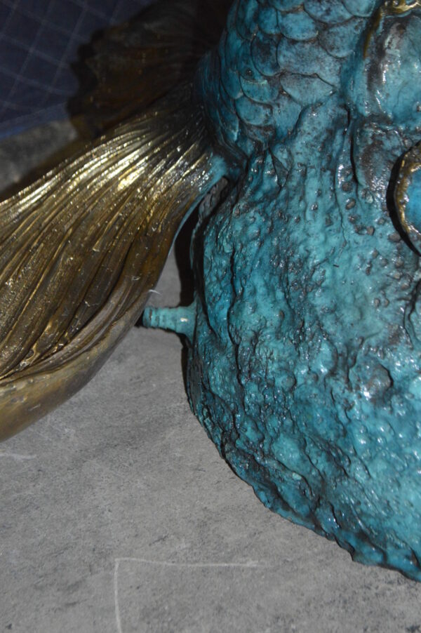 Mermaid holding a shell - large Bronze Statue -  Size: 43"L x 30"W x 76"H.