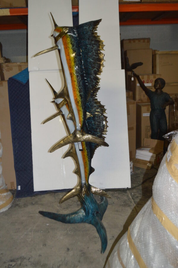 Two - large Sailfish fish Bronze Statue -  Size: 30"L x 43"W x 79"H.