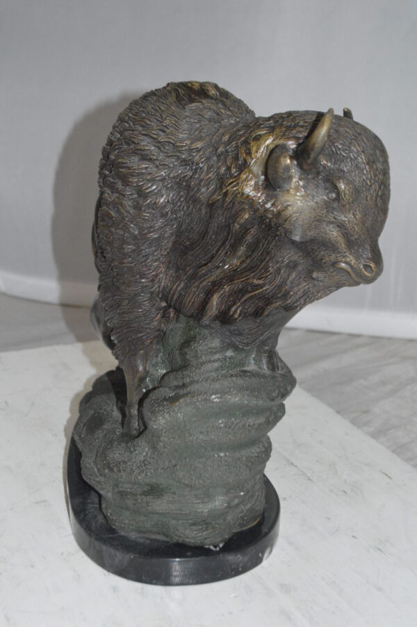 Bison Bronze Statue -  Size: 7"L x 14"W x 15"H.