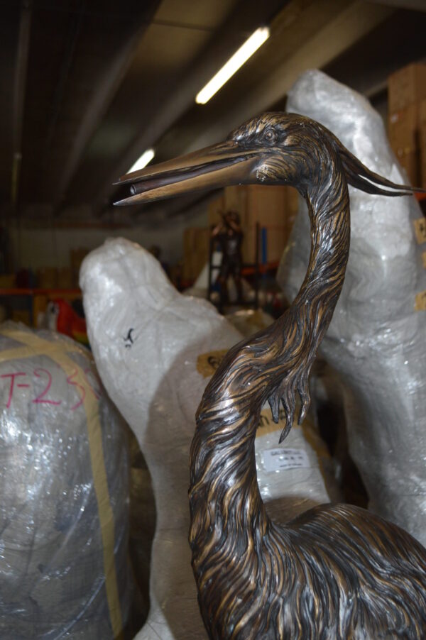 Two Herons on a three Bronze Fountain Statue -  Size: 32"L x 24"W x 67"H.