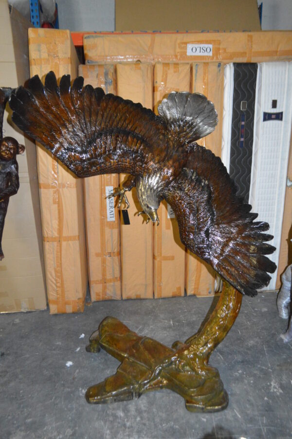 Eagle Flying To The Right Bronze Statue  -  Size: 22"L x 63"W x 67"H.