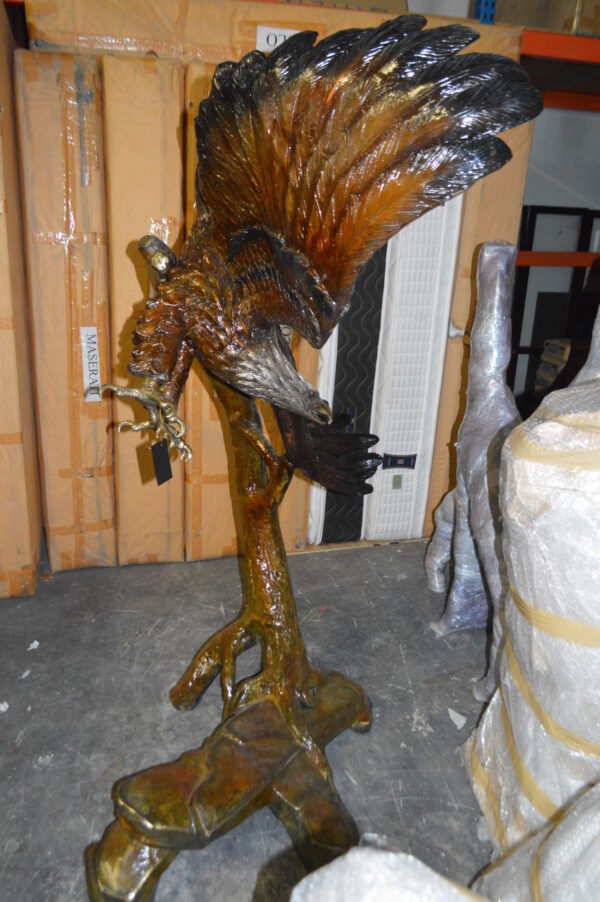 Eagle Flying To The Right Bronze Statue  -  Size: 22"L x 63"W x 67"H.