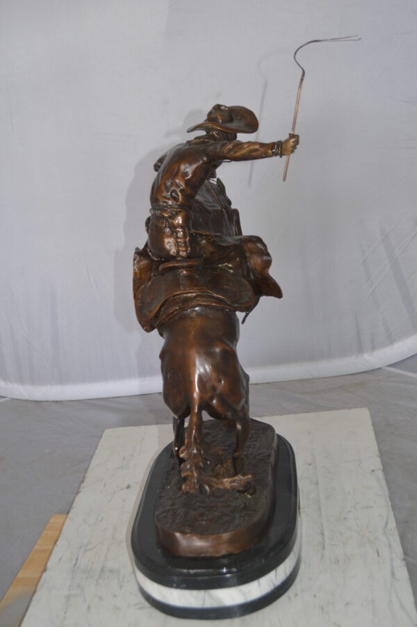 Bronco Buster by Remington Bronze Statue on a triple marble -  21"x 10"x 26"H.