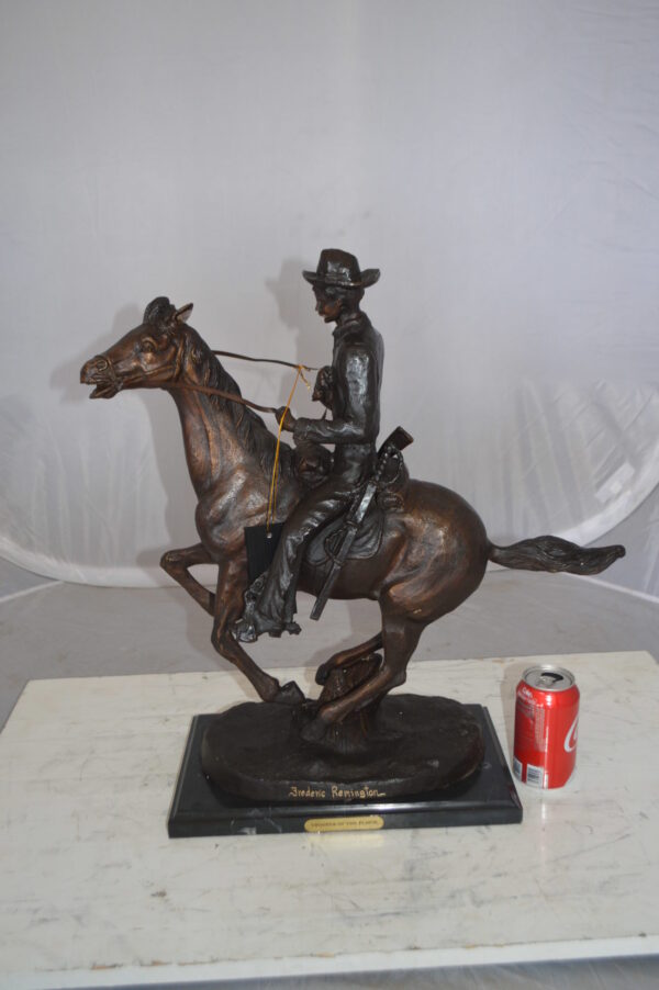 Trooper of the Plains Bronze Statue by Remington -  Size: 9"L x 22"W x 22"H.