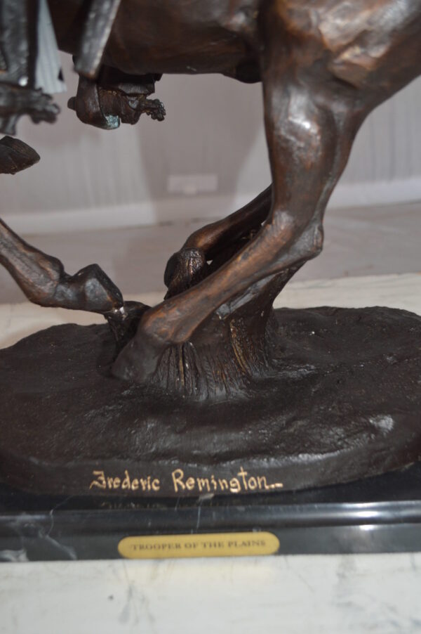 Trooper of the Plains Bronze Statue by Remington -  Size: 9"L x 22"W x 22"H.