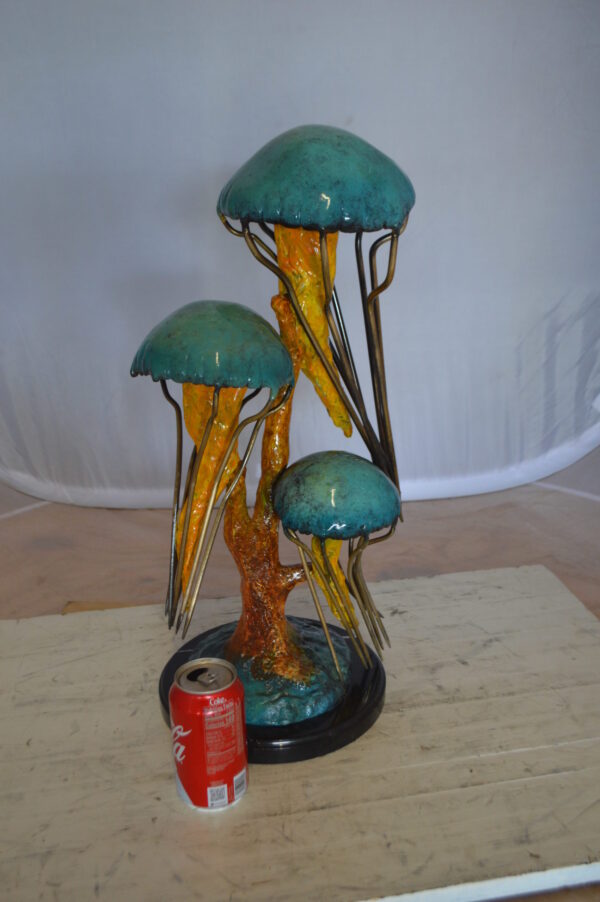 Three Jellyfish Bronze Statue -  Size: 12"L x 10"W x 22"H.