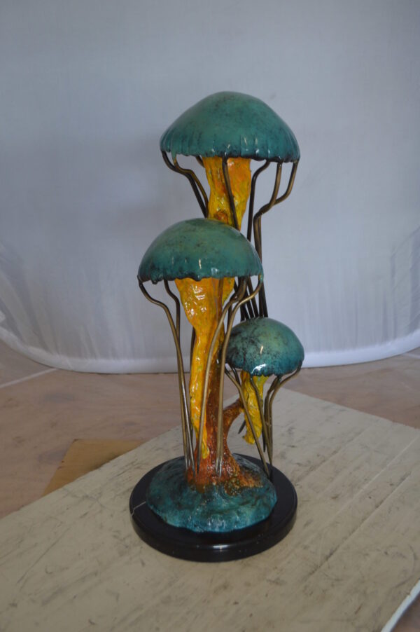 Three Jellyfish Bronze Statue -  Size: 12"L x 10"W x 22"H.