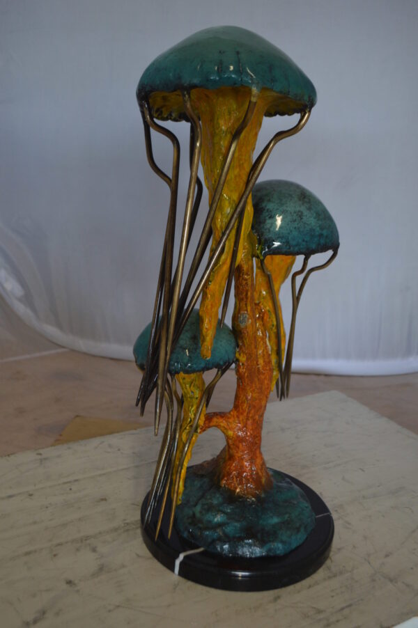 Three Jellyfish Bronze Statue -  Size: 12"L x 10"W x 22"H.