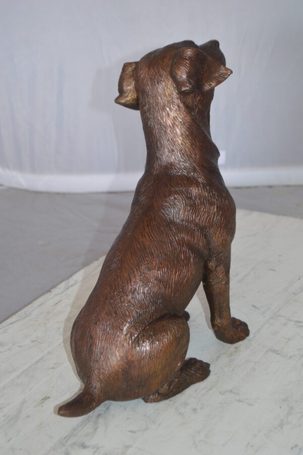 Jack Russel dog standing Bronze Statue -  Size: 10"L x 6"W x 14"H.