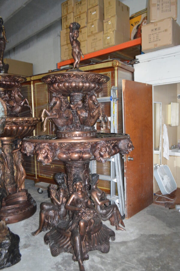 Nine feet tall Bronze, Tiered Outdoor pond Fountain -  59"x 59"