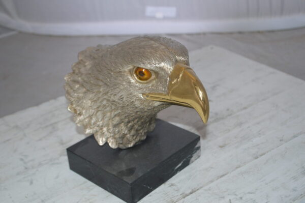 Eagle head Silver Finish - Bronze Statue -  Size: 10"L x 6"W x 8.5"H.