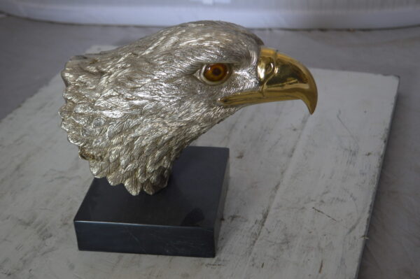 Eagle head Silver Finish - Bronze Statue -  Size: 10"L x 6"W x 8.5"H.