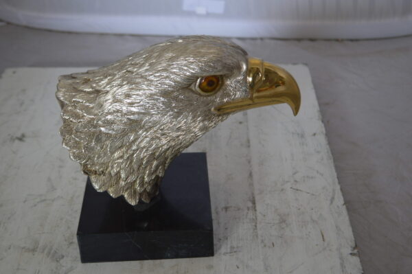 Eagle head Silver Finish - Bronze Statue -  Size: 10"L x 6"W x 8.5"H.