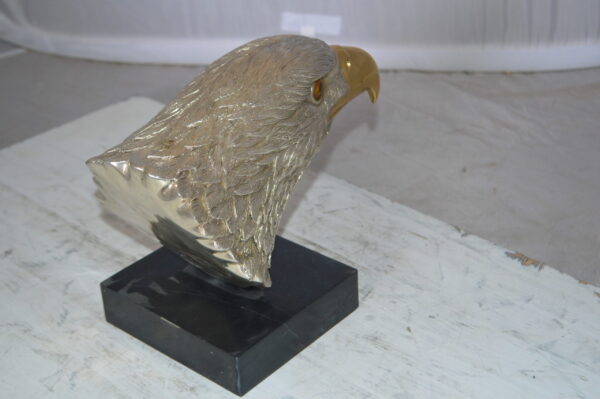 Eagle head Silver Finish - Bronze Statue -  Size: 10"L x 6"W x 8.5"H.