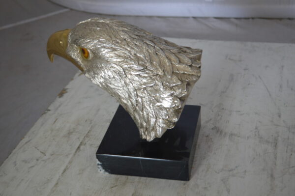 Eagle head Silver Finish - Bronze Statue -  Size: 10"L x 6"W x 8.5"H.