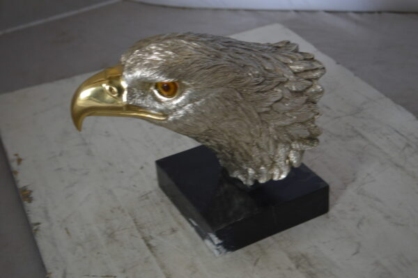 Eagle head Silver Finish - Bronze Statue -  Size: 10"L x 6"W x 8.5"H.