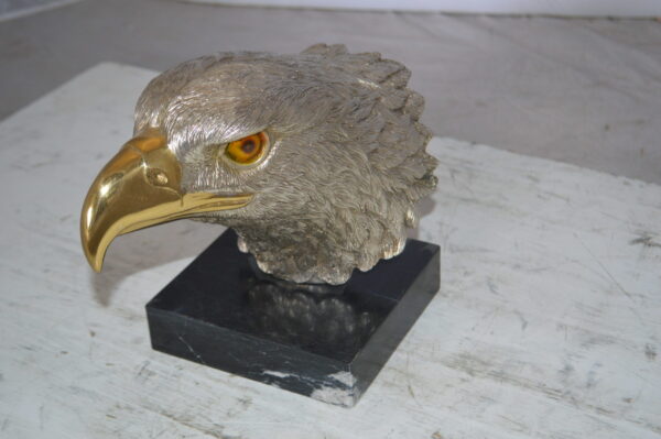 Eagle head Silver Finish - Bronze Statue -  Size: 10"L x 6"W x 8.5"H.