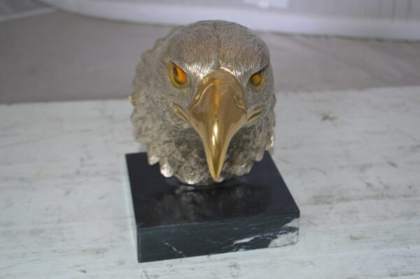 Eagle head Silver Finish - Bronze Statue -  Size: 10"L x 6"W x 8.5"H.