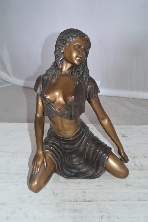 Nude girl Bronze Statue -  Size: 8"L x 11"W x 14"H.