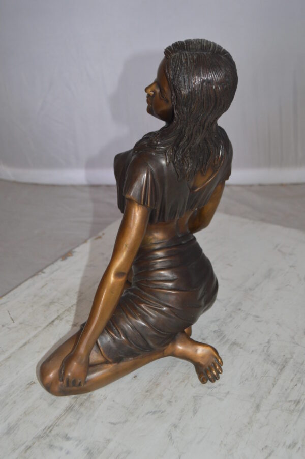 Nude girl Bronze Statue -  Size: 8"L x 11"W x 14"H.
