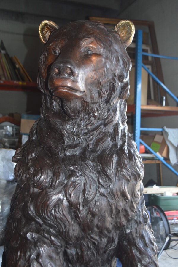 Big Bear standing Bronze Statue -  Size: 45"L x 42"W x 78"H.