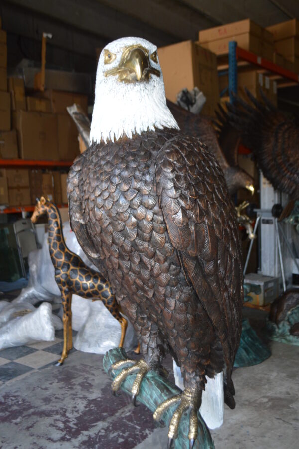 Large Eagle on a branch Bronze Statue -  Size: 29"L x 29"W x 74"H.