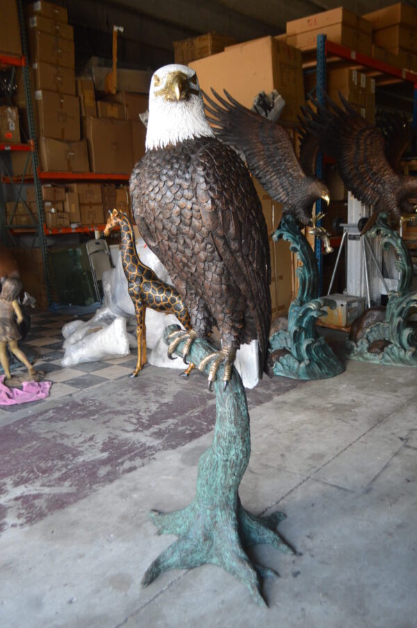 Large Eagle on a branch Bronze Statue -  Size: 29"L x 29"W x 74"H.